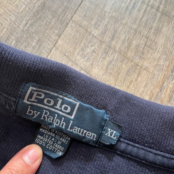 Vintage Polo Ralph Lauren Navy Blue Quarter Zip Pullover Sweater Mens Size XL - Picture 3 of 9
